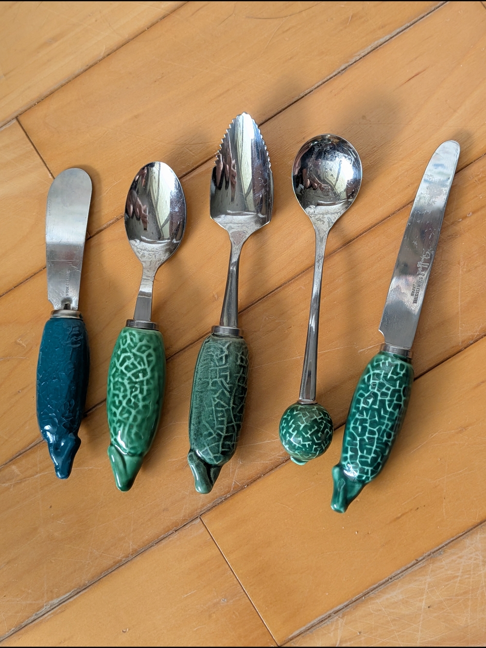 Vtg Shafford Ceramic Handle Utensils